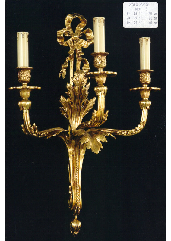 Casted Candle Wall Light, French Gold, 67cm H x 38cm W x 20cm D