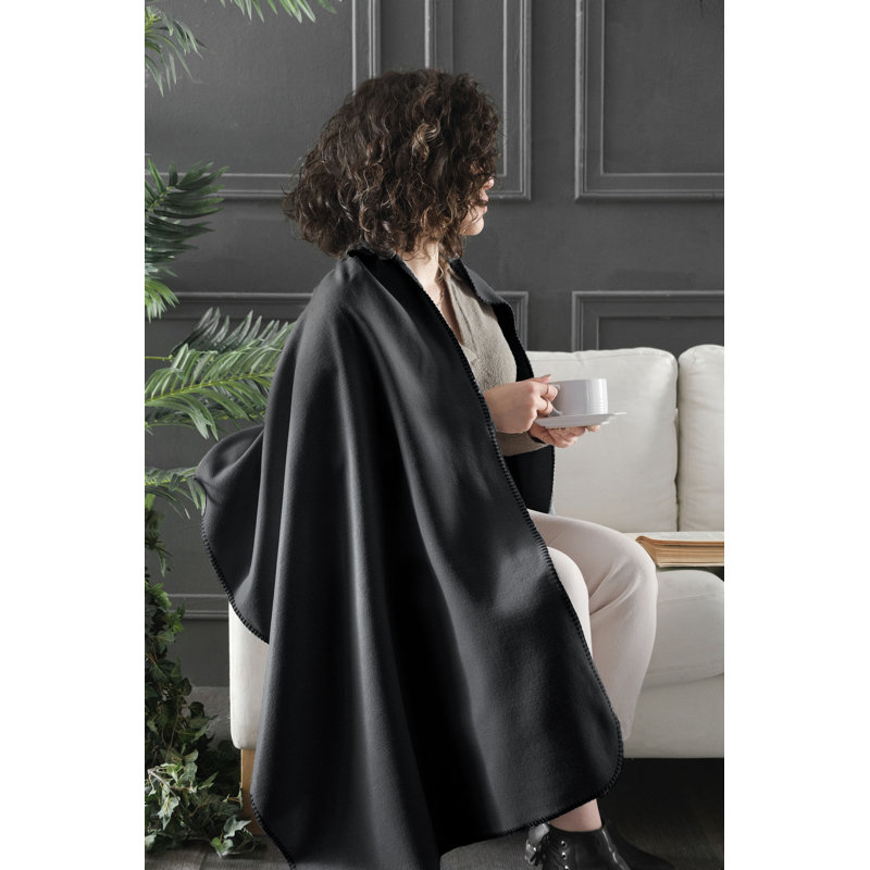Plain Weave / Muslin Throw Blanket, Black