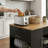 Black Recessed Kitchen Island, Movable With Wheels, Multi-Functional Storage, And Compatible With 10-Gallon Trash Cans For Added Practicality.-2118873775