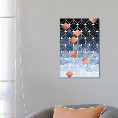 Copper Diamonds, Rectangular by Elisabeth Fredriksson - Wrapped Canvas Print