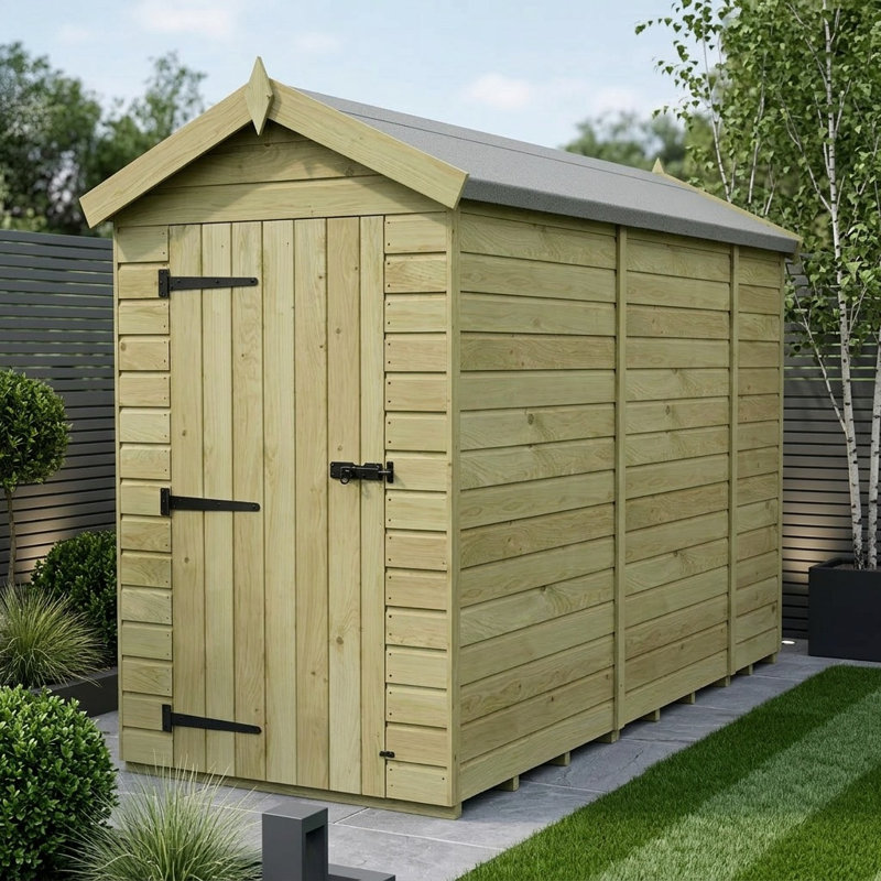 Total Sheds 4ft x 9ft Apex Garden Shed - Single Door - No Windows - Pressure Treated Timber - UK Manufactured