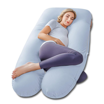 QUEEN ROSE Pregnancy Pillows, Cooling Maternity Pillow for Sleeping, 55in U Shaped Body Pillow for Pregnant Support, with Removable Silky Cover, Gray