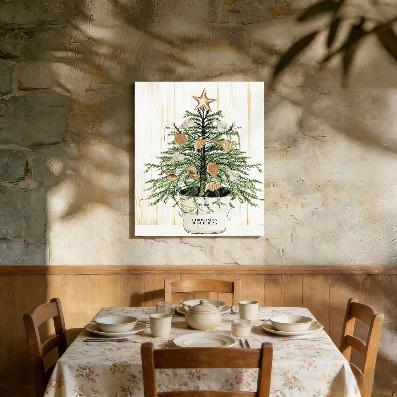 Arbre de Noël rustique coquillage, art mural non encadré, L 36 po x l 24 po