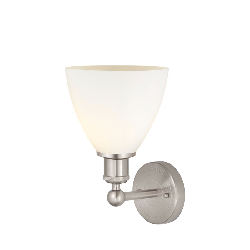 Carmichaels Armed Sconce, Matte White, Brushed Satin Nickel