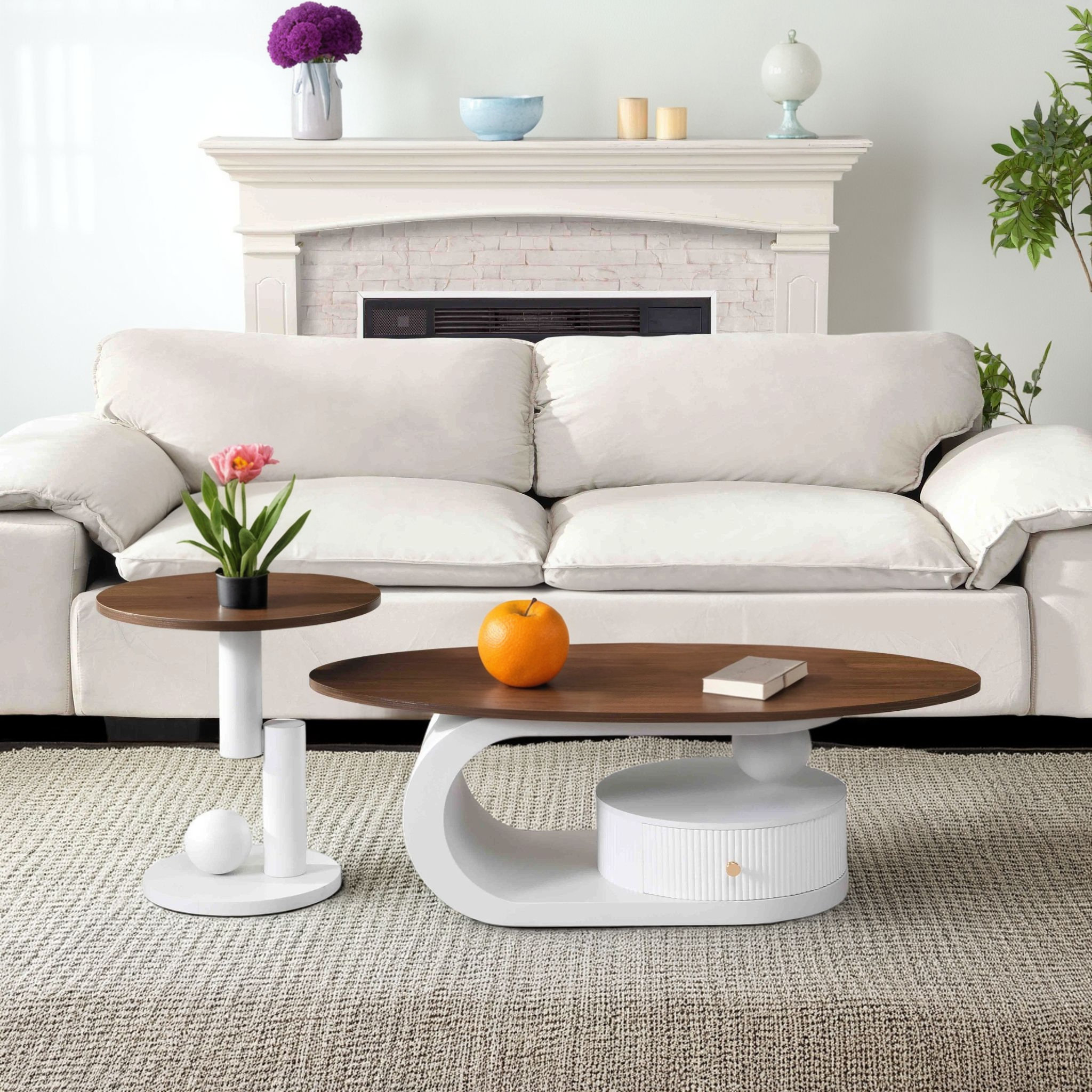Nesting Table Function Latitude Run® Brown Luxury Nesting Coffee Table Set Of 2 With Storage ...