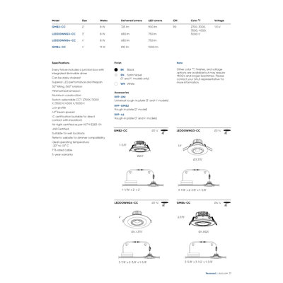 2.5'' Selectable Color Temperature Dimmable Air-Tight IC Rated LED Canless Recessed Lighting Kit