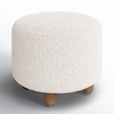 Risco 23" Round Shearling Footstool Ottoman
