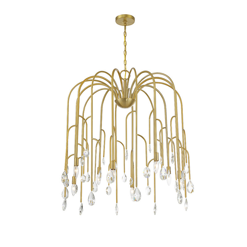 Lustre 8 lumières Anholt en laiton noble, H 35,5 po x l 32 po x P 32 po, 8 lumières