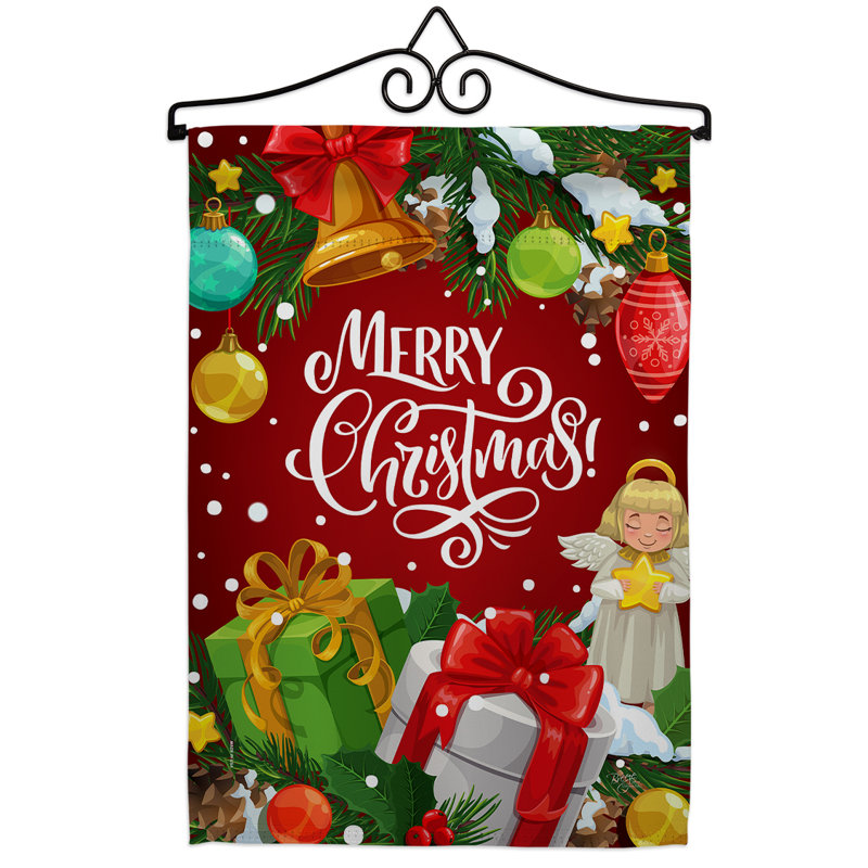 Polyester à 2 faces 18,5 x 13 po Merry Christmas Ensemble de drapeaux