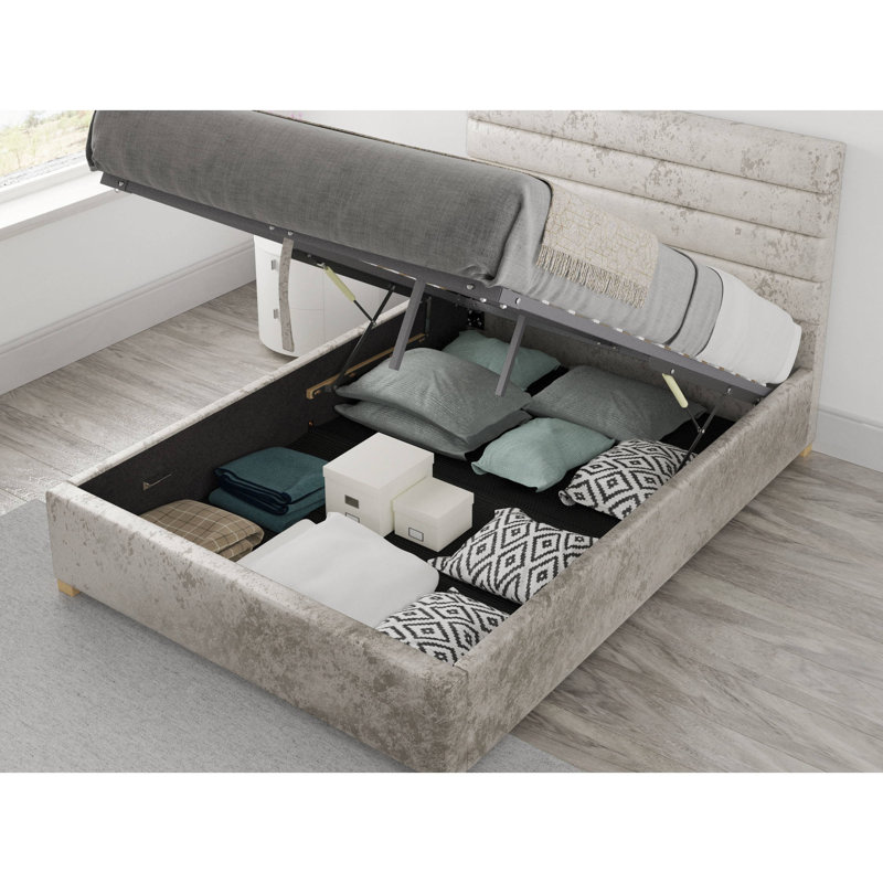 Mraz Upholstered Ottoman Storage Bed, Super King (6'), Pearl