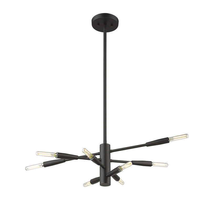 Lustre linéaire moderne Spoutnik à 8 lumières Stapleford, Noir mat