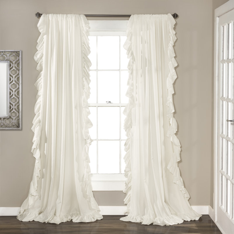 Reyna Polyester Semi Sheer Curtain Single Panel, White, 54"W x 95"L