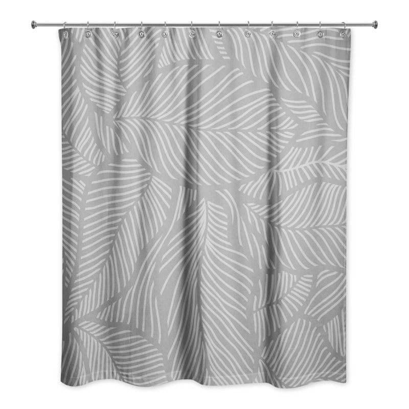 Rideau de douche simple Krol, Motif floraux gris