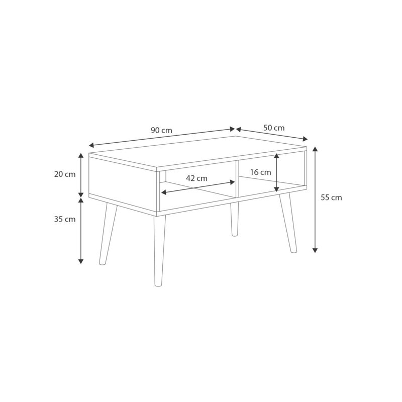 Four Leg Coffee Table, Artisan Oak/White