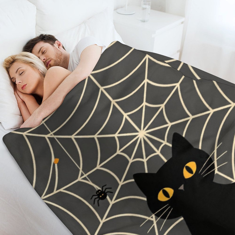 Jeté en flanelle de luxe Black Cat, 40 po x 50 po