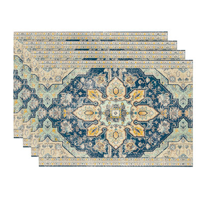 Boho Bohemia Style Placemats Set of 4, 12x18 Inch
