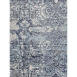Denali Abstract Area Rug in Ivory/Indigo