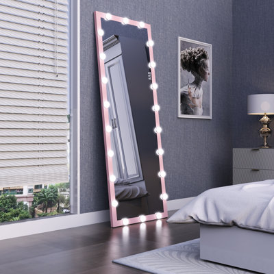 Miroir mural pleine grandeur pour chambre à coucher avec ampoules DEL à commande tactile