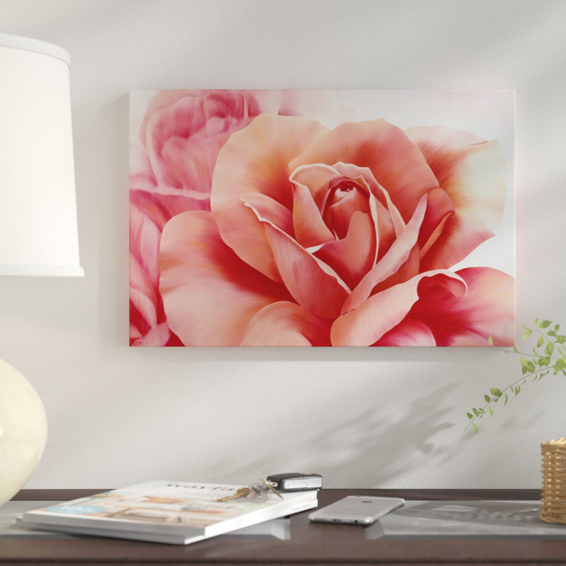 «Pink Rose II», impression sur toile, H 12 po x l 18 po x P 1,5 po, Pas de tapis, Toile tendue