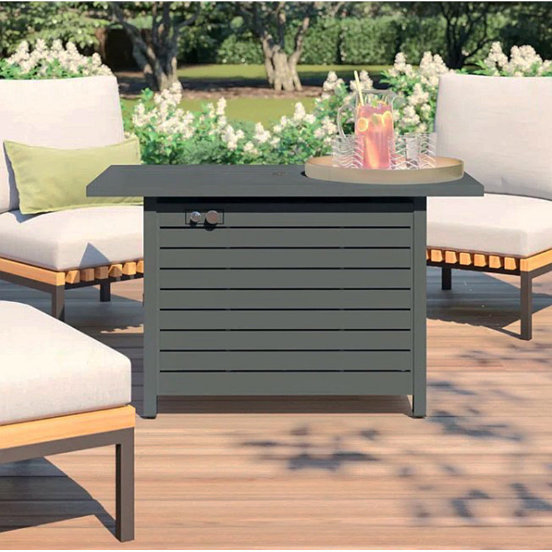 Table de foyer d'extérieur avec couvercle 25 H x 42 W (gris)