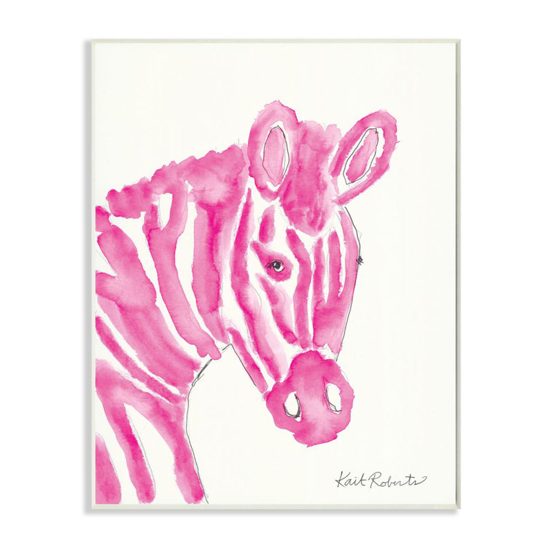 Kid's Zebra par Kait Roberts - impression d'art graphique, H 19 po x l 13 po x P 0,5 po, Plaque murale