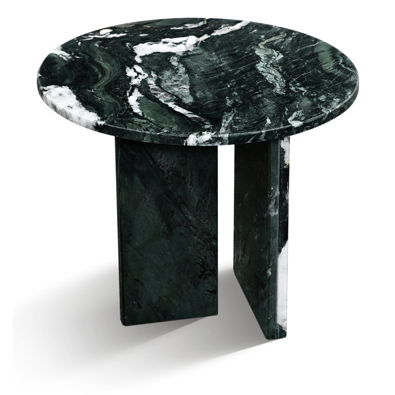 Table basse ronde en marbre naturel, 17,7 po de largeur, style luxueux, surface polie H 15,8 po, finition, assemblage facile
