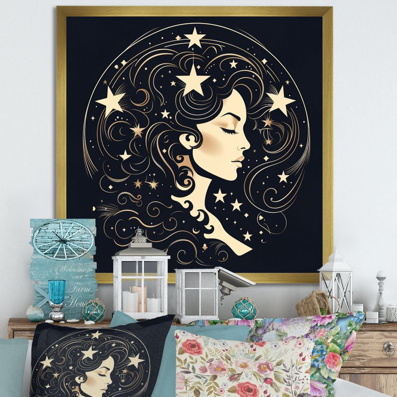 Astrologique Stargazer V, H 16 po x l 16 po x P 1 po, Cadre doré à une seule photo
