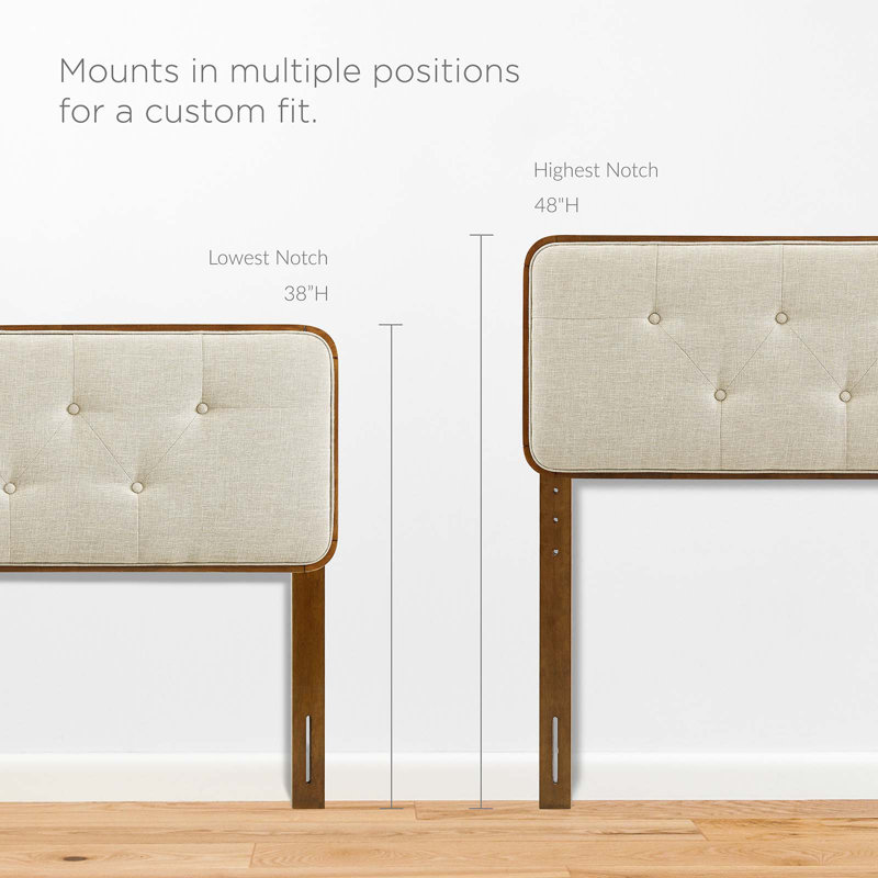 Lit plateforme Bridgette, Noyer / beige, Double