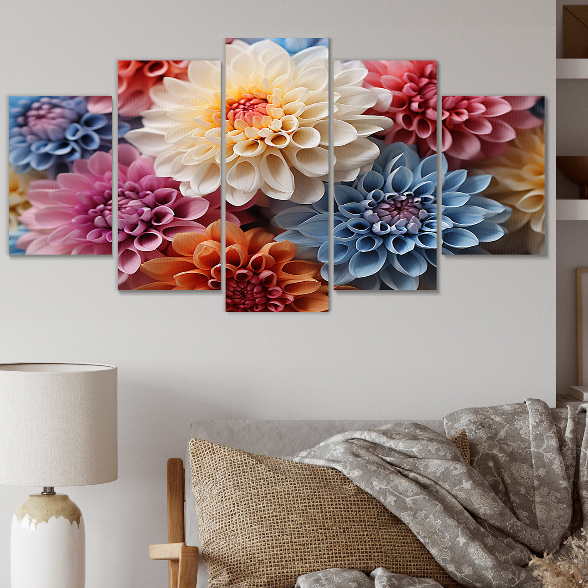 DesignArt Chrysanthemums Vibrant Collage I - Floral Metal Wall Decor ...