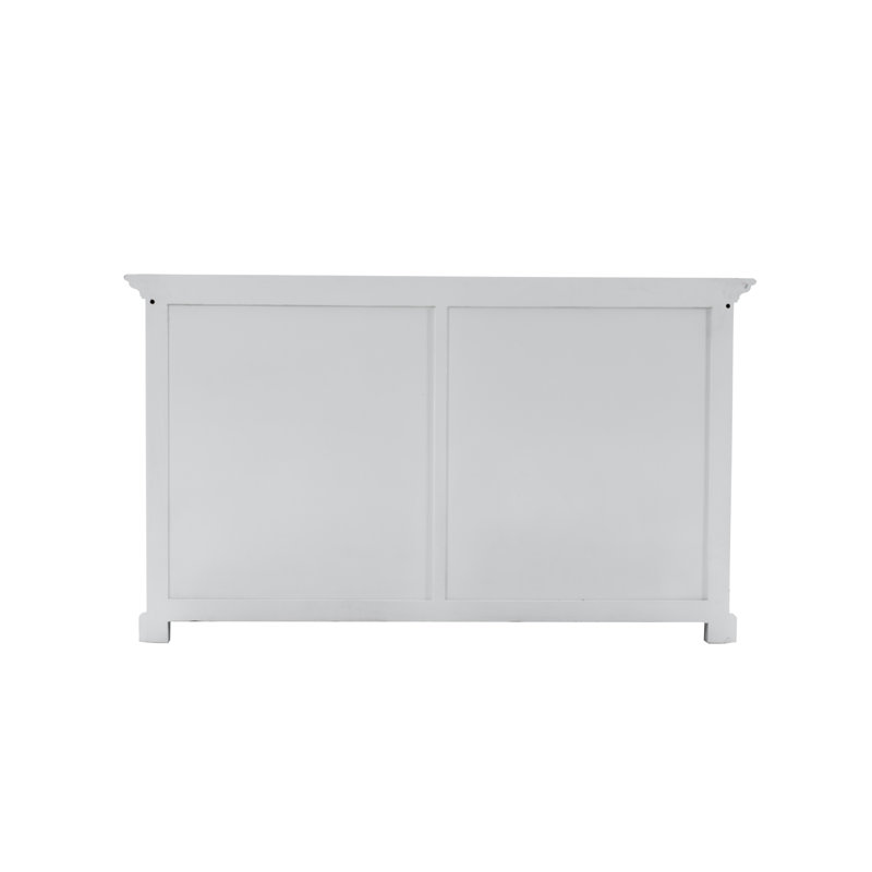 White Polished Wood China Cabinet with Adjustable Shelves