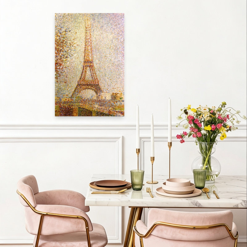 Eiffel Tower Classic Modern Traditional Architecture City Wall Art Print by Georges Seurat - Wrapped Canvas Print