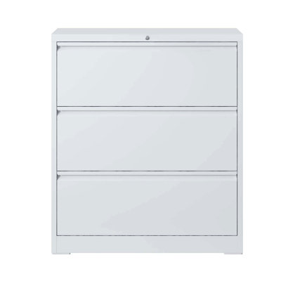 Lateral File Cabinet 3 Drawer, White Filing Cabinet With Lock, Lockable File Cabinet For Home Office, Locking Metal File Cabinet For Legal/Letter/A4/F4 Size