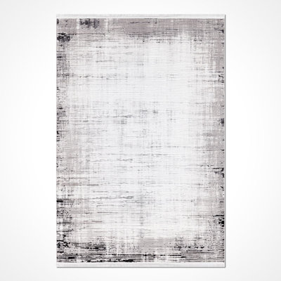 Modern/Abstract Gray Machine Washable Non-Slip Area Rug