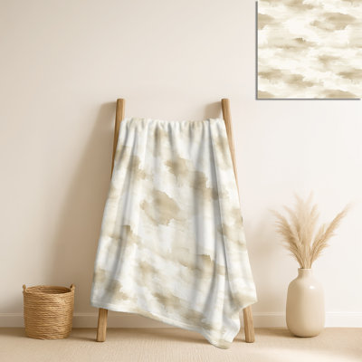Jeté en peluche contemporain crème Horizon - beige