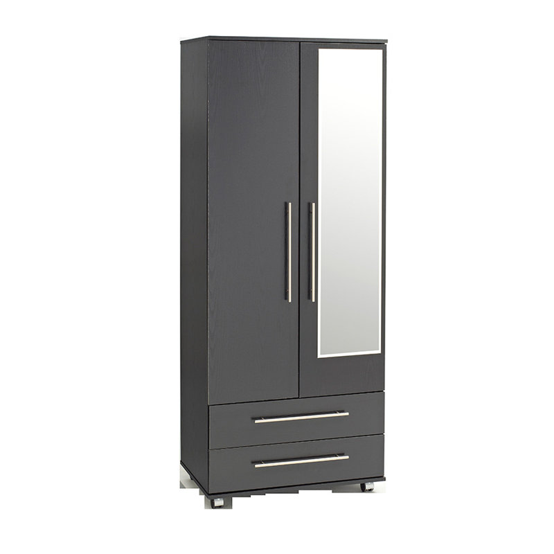 2 Door Wood Wardrobe, Black