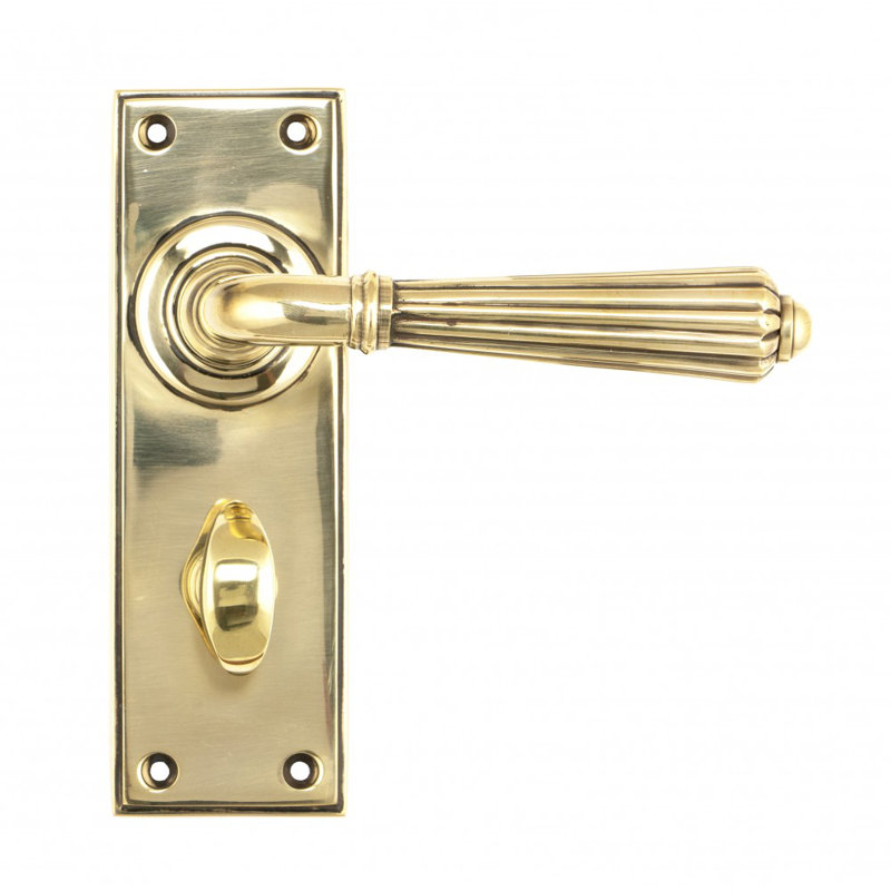 Hinton Bathroom Door Handle Kit, Aged Brass