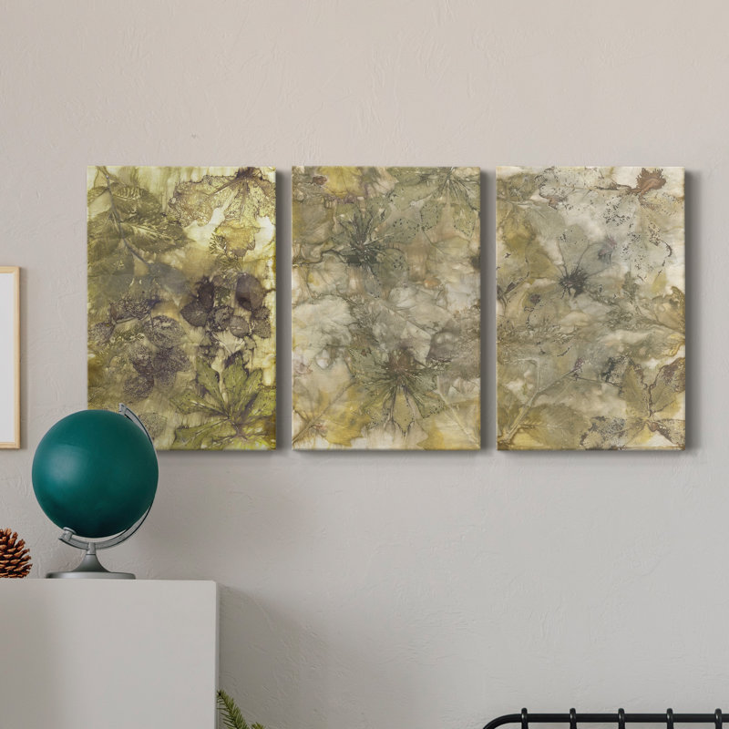 Eco Print I - Ensemble de 3 toiles tendues, H 60 po x l 120 po x P 3 po