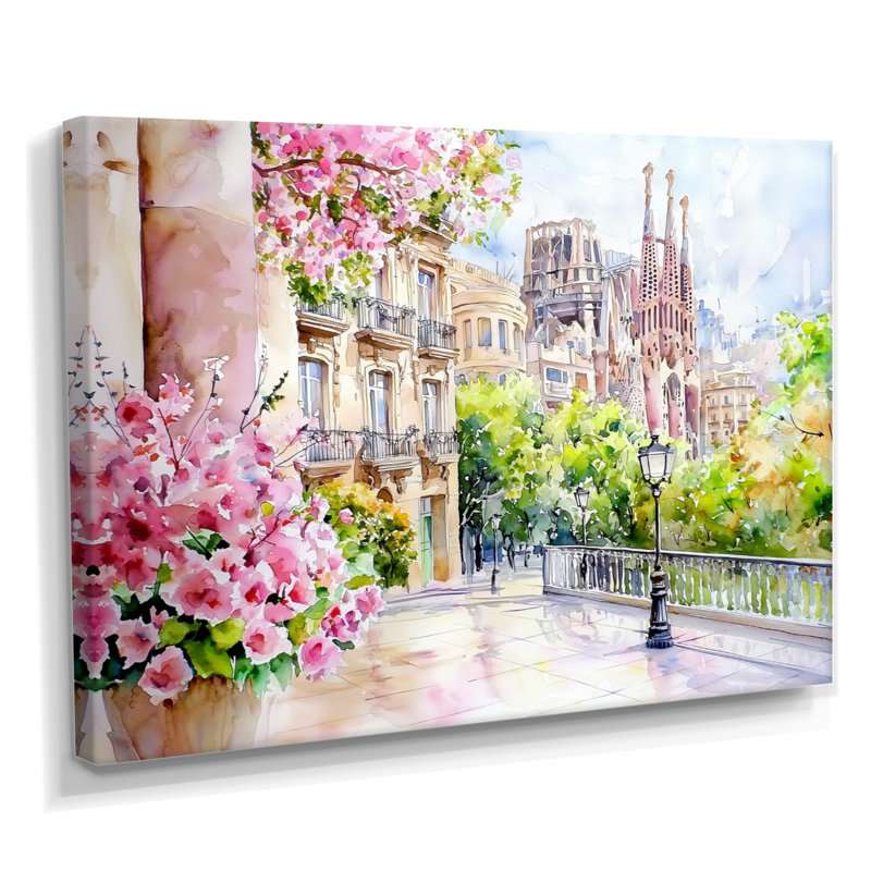 Décoration murale Barcelone en été I - Barcelone, H 30 po x l 40 po, Toile tendue, Ne s’applique pas
