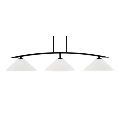 Kurve 3 Light Bar Shown In Matte Black Finish With 16" White Marble Glass