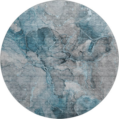 Premium Machine Washable Prisco Teal Rug