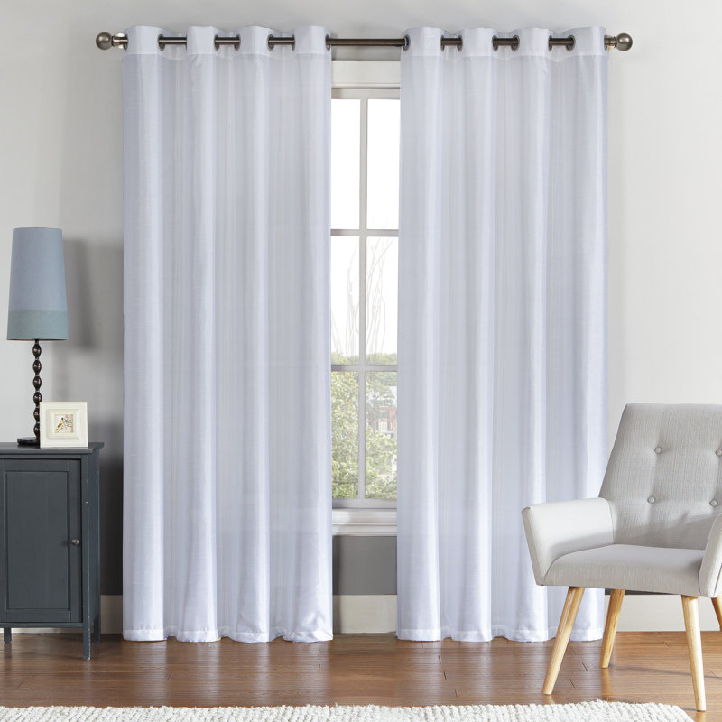 Preston Faux Silk Curtain Panel, White, 52" W x 90" H