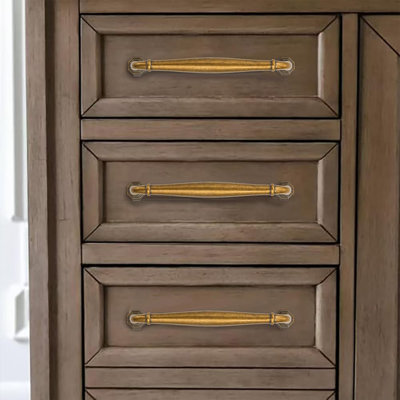 10 Pack Solid Brass Cabinet Pulls 3-3/4 Inch Hole Center Unlacquered Gold Cabinet Handles Heavy Duty Drawer Pulls For Kitchen Bathroom Dresser Hardware