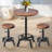 SET OF 3,Bar Table (30.31"-35.43") & 2 Counter Stools (17.7-24.4") Set For Pub Kitchen(Desktop Dia23.6”)