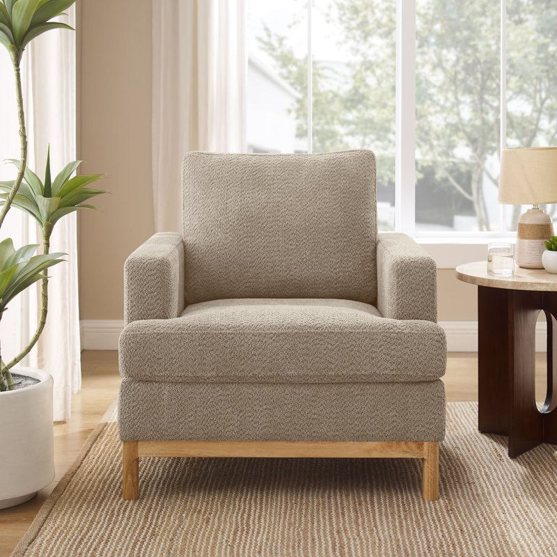 Deandrew 33.5'' Wide Accent Chair, Camel Boucle