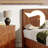 LED Light Integrated King Size Bed Frame, Modern Bedroom Sleeping Furniture, Brown Finish, MDF and Steel Construction with Curved Design