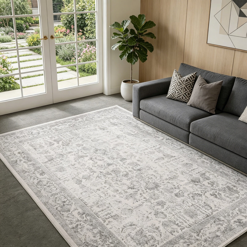 Rectangle Floral Vinyl Washable Area Rug, 150*210cm