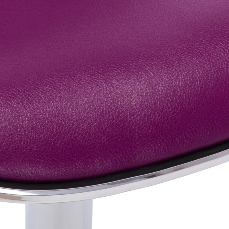 Ensemble de 2 tabourets de bar pivotants réglables et réglables en cuir de polyuréthane avec dossier et repose-pieds, Mauve