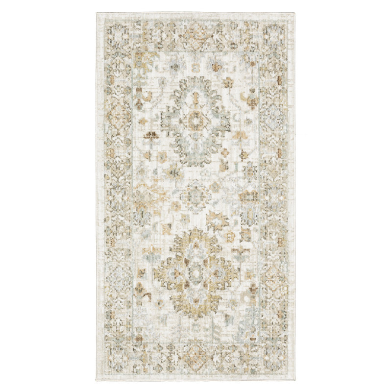 Tapis bleu pâle / beige Lainey, Rectangle 2 pi 9 po x 5 pi