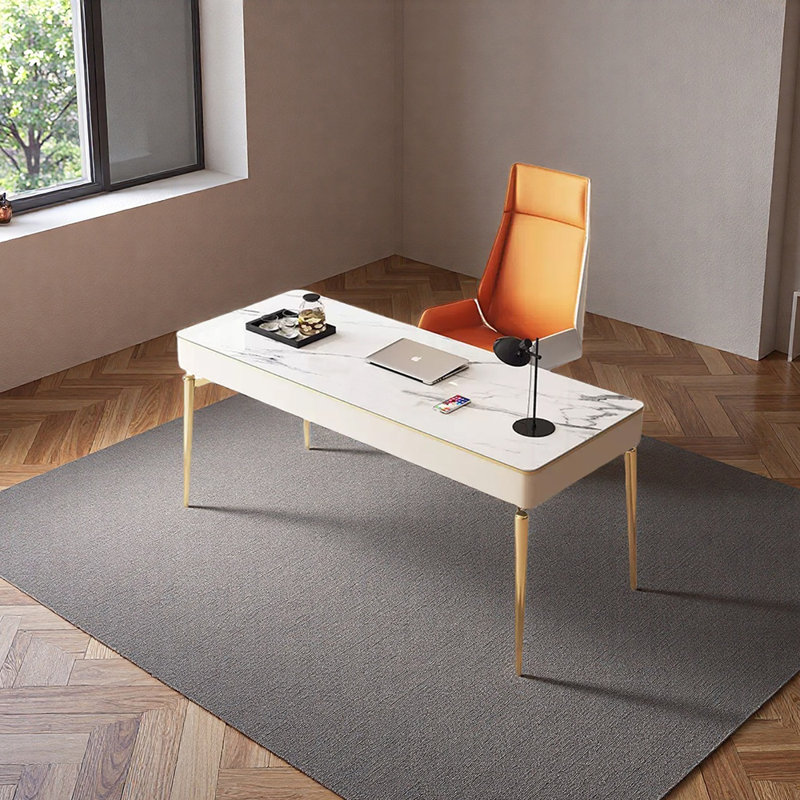 Bureau sécuritaire et réfléchi, Blanc, H 29,92 po x l 47,24 po x P 23,62 po