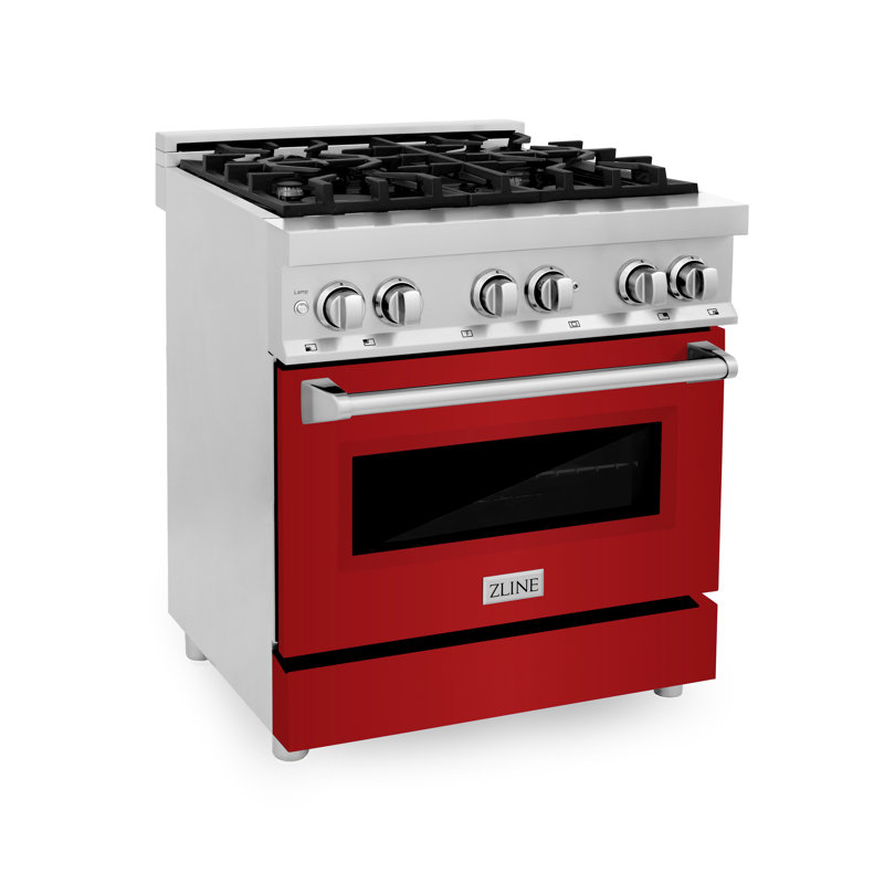 ZLINE 30" Legacy Dual Fuel Range, Red Gloss Stainless Steel